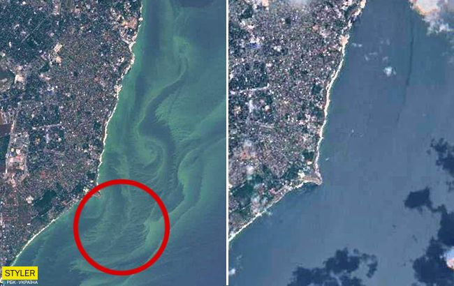 "Зелене" море в Одесі змінило колір: приголомшливі знімки з космосу