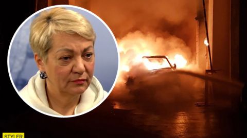 В Киеве сгорел&nbsp;дотла автомобиль невестки Гонтаревой: подробности инцидента (видео)
