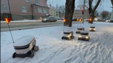 Когда без дворника невозможен прогресс: в Таллине роботы-курьеры застряли в снежных заносах