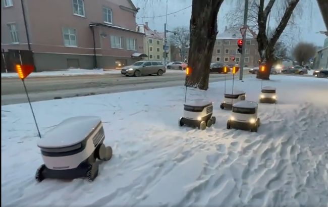 Когда без дворника невозможен прогресс: в Таллине роботы-курьеры застряли в снежных заносах