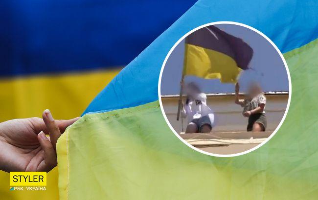 Під Харковом дівчина зірвала прапор України і поглумилася над ним (фото)