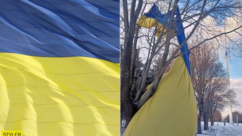 У Харкові вітер розірвав найвищий прапор України, а в Краматорську зірвав з фгагштока (відео, фото)