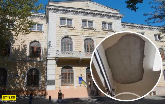 У престижному університеті Одеси на голову студентів обвалилася стеля: "за що ми платимо гроші?"
