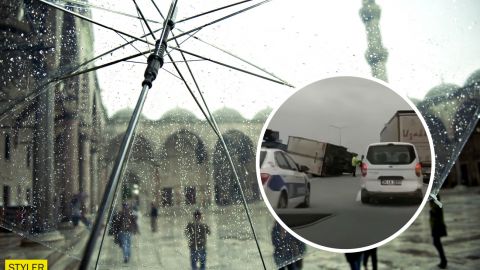 Переворачиваются машины и срываются крыши: на Стамбул обрушился мощный ураган (видео)