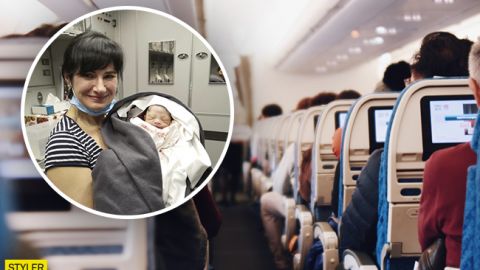 Украинка приняла роды в самолете: трогательные фото