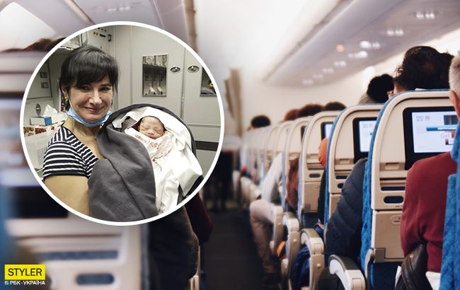 Украинка приняла роды в самолете: трогательные фото