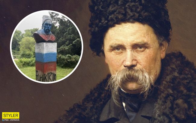 У Копенгагені спаплюжили бюст Шевченка російським триколором: у мережі "вирахували" вандалів (фото)