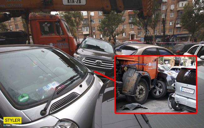 Масштабное ДТП в Киеве с грузовиком: появилось видео с моментом аварии