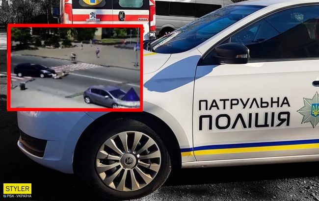 Под Киевом женщину с коляской сбило авто прямо на переходе: видео инцидента