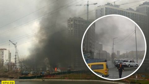 В Киеве после взрыва загорелась электростанция: фото и видео с места ЧП