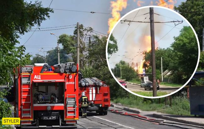 В оккупированном Донецке прогремел мощный взрыв на газопроводе: видео огненного "гейзера"