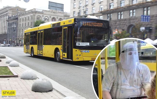 В Киеве в троллейбусе заметили мужчину в суперзащите: "видимо, уже болел" (фото)