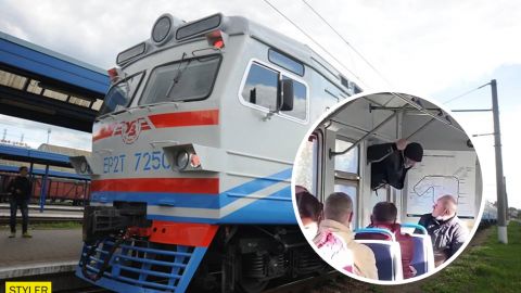 У Києві в електричці чоловік тікав від контролерів через вікно: хотів проїхатись "зайцем" (відео)