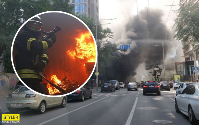 Пожежа у центрі Києва: рятувальників не пустили до палаючого ЖК (фото)
