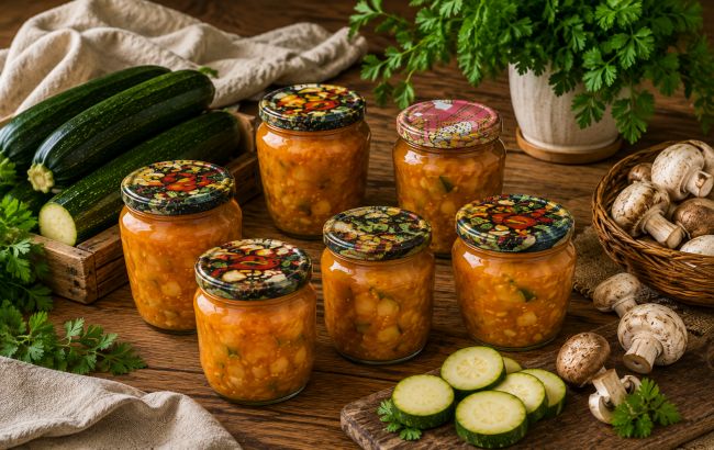 Не знаете, куда девать кабачки? Закройте этот салат с шампиньонами на зиму