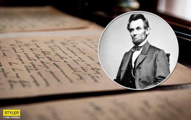 Різдвяний лист Лінкольна продали за велику суму грошей