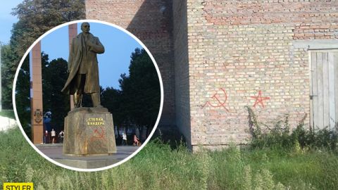 Клявся і божився: у Львові спіймали вандала, який малював радянську символіку