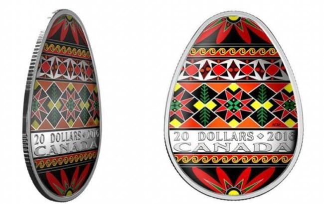 В Канаде выпустят серебряную монету в форме украинской писанки