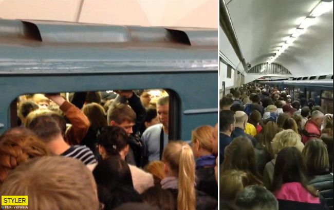 У Києві встало метро: на станціях страшні тисняви (відео)