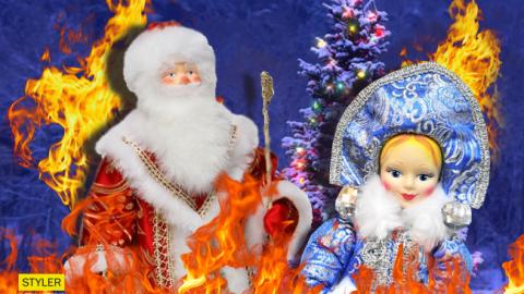 У Росії згоріли Дід Мороз і Снігуронька під час святкування Нового року (відео)