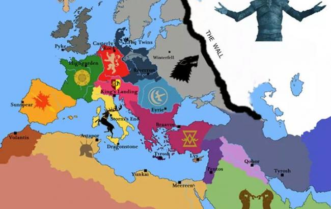 В сети показали, как бы выглядела Европа в "Игре престолов"