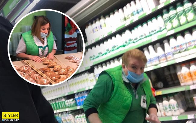В разгар эпидемии продавцы без масок трогают товары: фото из украинских супермаркетов