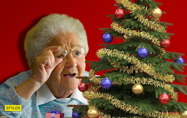 Пенсионерка случайно нарядила новогоднюю елку женскими стрингами (видео)