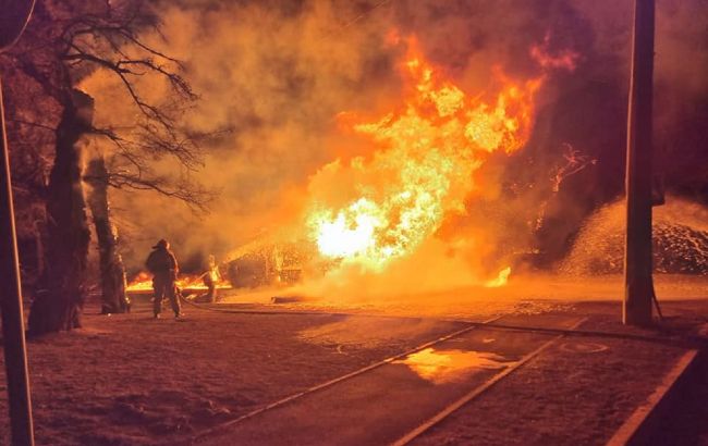 В Николаевской области перевернулся и загорелся бензовоз возле АЗС (фото)
