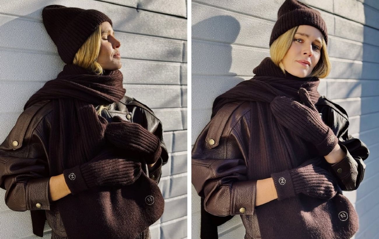 Катерина Кузнєцова показала, як стилізувати "шкірянку" з шапкою і шарфом