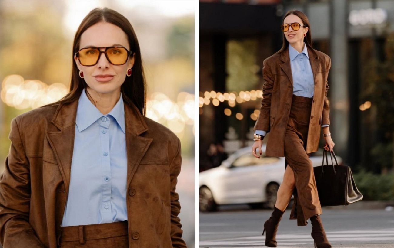 Як виглядає трендовий костюм у наймоднішому кольорі сезону: приклад від Христини Горняк