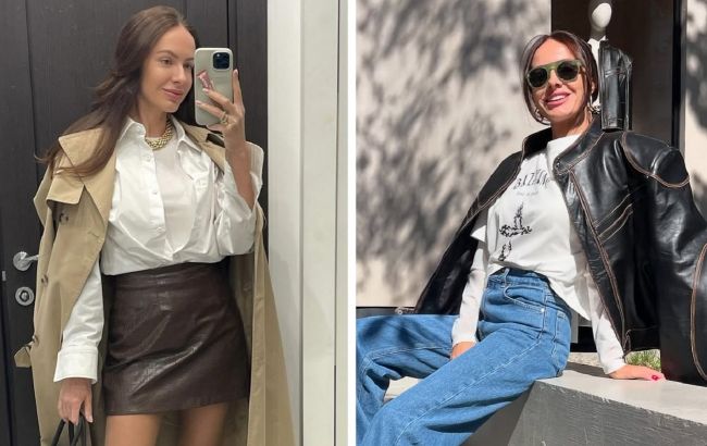Как стильно носить тренч и кожаную куртку весной 2025: примеры от бывшей Остапчука