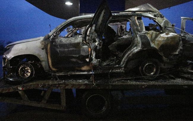 В сети появилось фото подорванной машины ОБСЕ в Луганской области