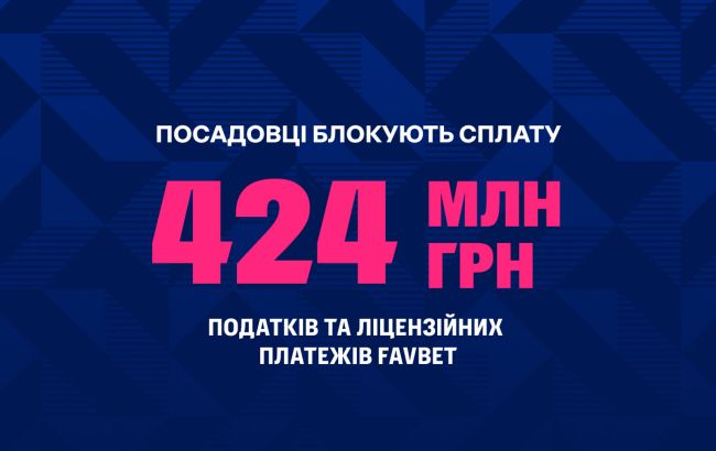Посадовці незаконно заблокували понад 424 млн грн податків та ліцензійних платежів, - FAVBET