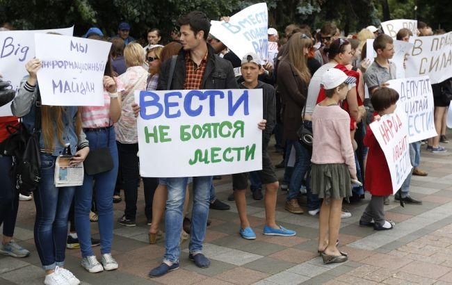 Сторонники газеты "Вести" провели митинг под зданием Рады и ГФС
