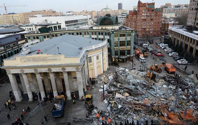 В процессе сноса МАФов в Москве обрушили подземный переход у метро Новослободская