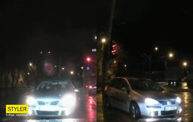 В Киеве водитель нарушил ПДД и поплатился: видео инцидента