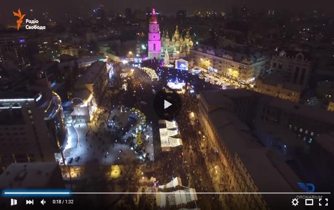 Новогодний Киев сняли с высоты птичьего полета