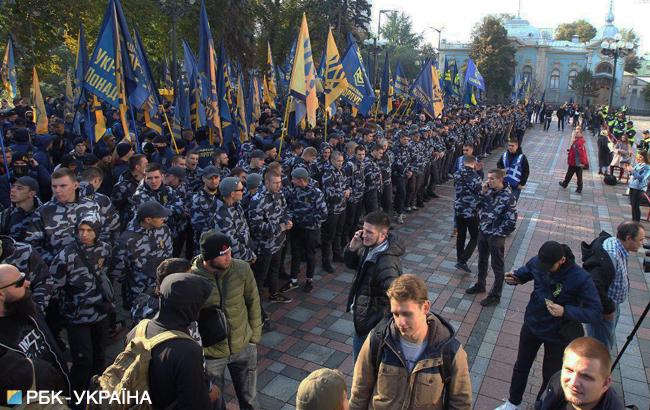Правоохранители обеспечивают правопорядок в правительственном квартале в Киеве