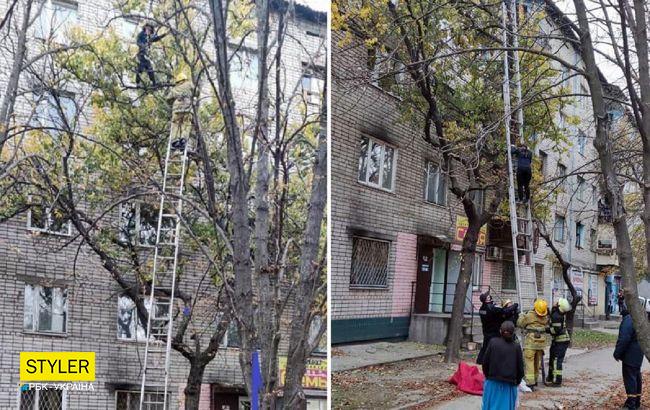 У Нікополі рятувальники зняли з дерева вагітну багатодітну матір: була на висоті 10 метрів