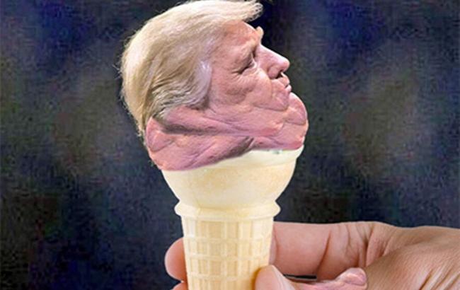 Тающее мороженое: в США посмеялись над подбородком Трампа