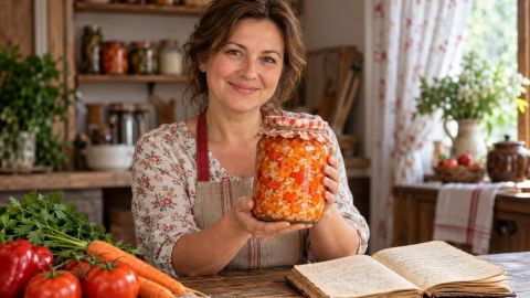 Старый рецепт, который не теряет популярности: салат с рисом и овощами на зиму