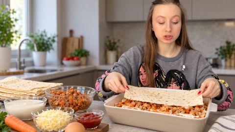 Полезная лазанья на лаваше: нутрициолог показала видеорецепт с куриным фаршем