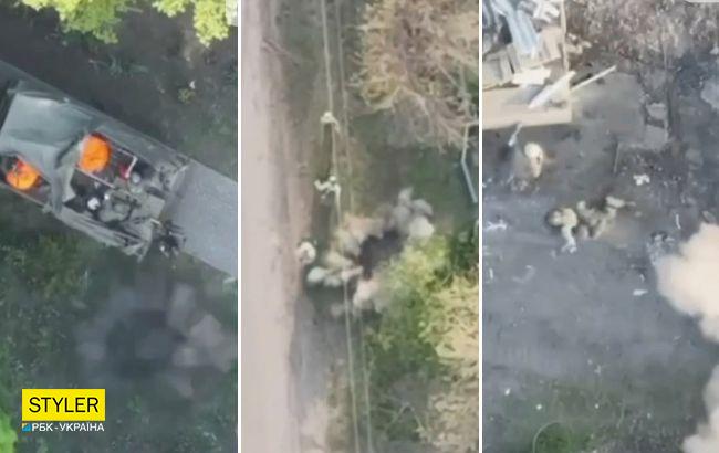 ЗСУ "насипало" з дронів по росіянах, які крали велосипеди і пуфики (відео)