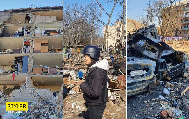 Фото и видео разрушений на Виноградаре в Киеве, куда упала сбитая вражеская ракета