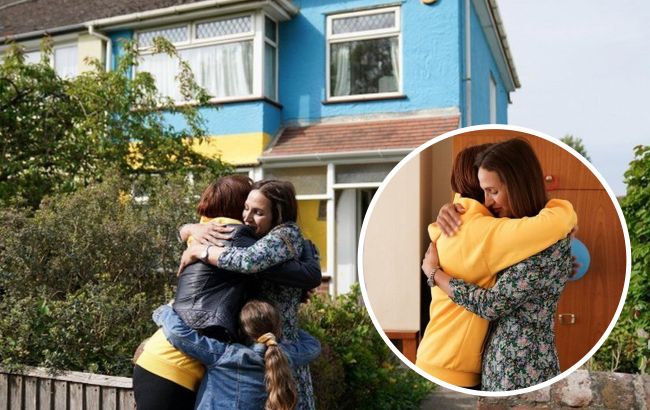 Британка покрасила свой дом в сине-желтый цвет, чтобы встретить подругу из Украины