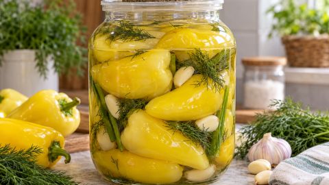 Квашеный перец на зиму с чесноком и укропом: простой рецепт с пропорциями на литр воды