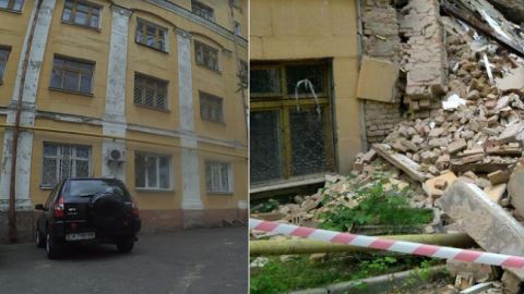 У центрі Києві обрушилося крило старовинної будівлі: фото з місця НП