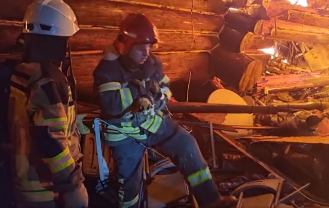 В Харькове спасли котенка на горящих руинах отеля: выжил чудом после удара российской ракеты