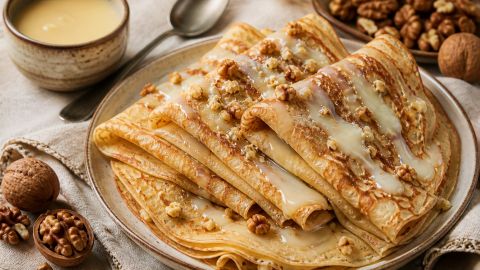 Блинчики с орешками и сгущенкой: быстрый сладкий рецепт к Ореховому Спасу