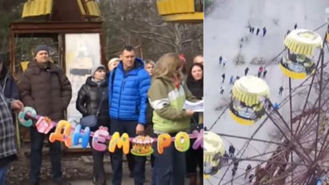 В Припять вернулись бывшие жители с подарками: городу-призраку "стукнуло" 50 лет (видео)